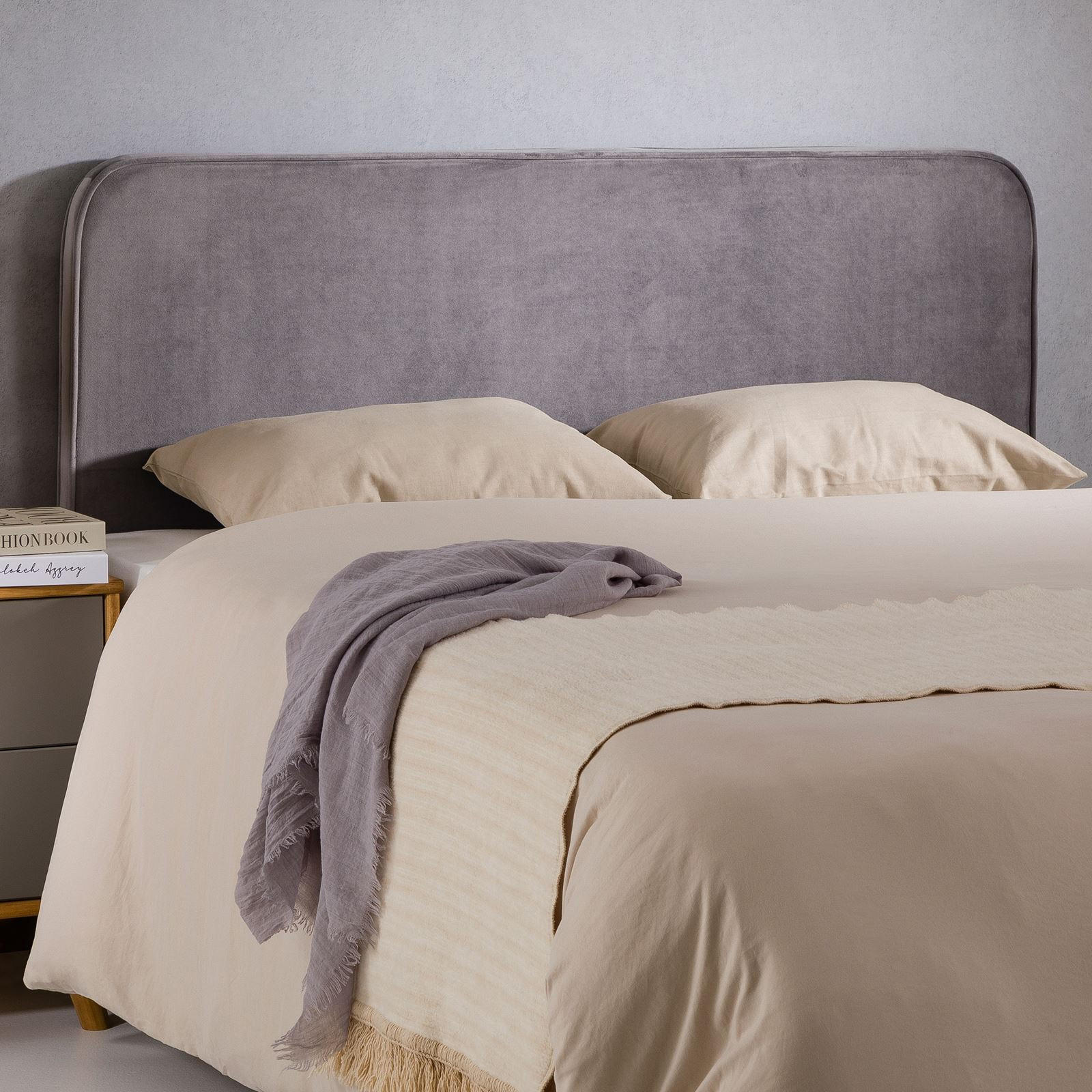 KOPFTEIL NOVARE 160X190 CM - Grau, Textil (160/58/6cm) - IDIMEX