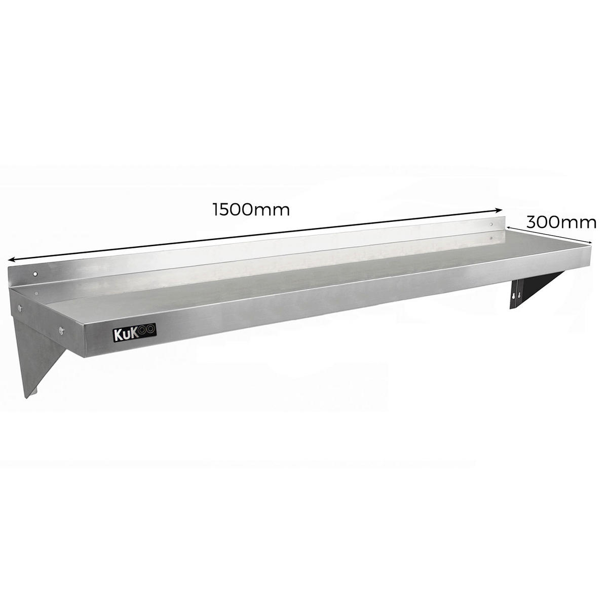 WANDREGAL 2 x 1500mm x 300mm - Silberfarben, Metall (150/23/30cm) - Kukoo