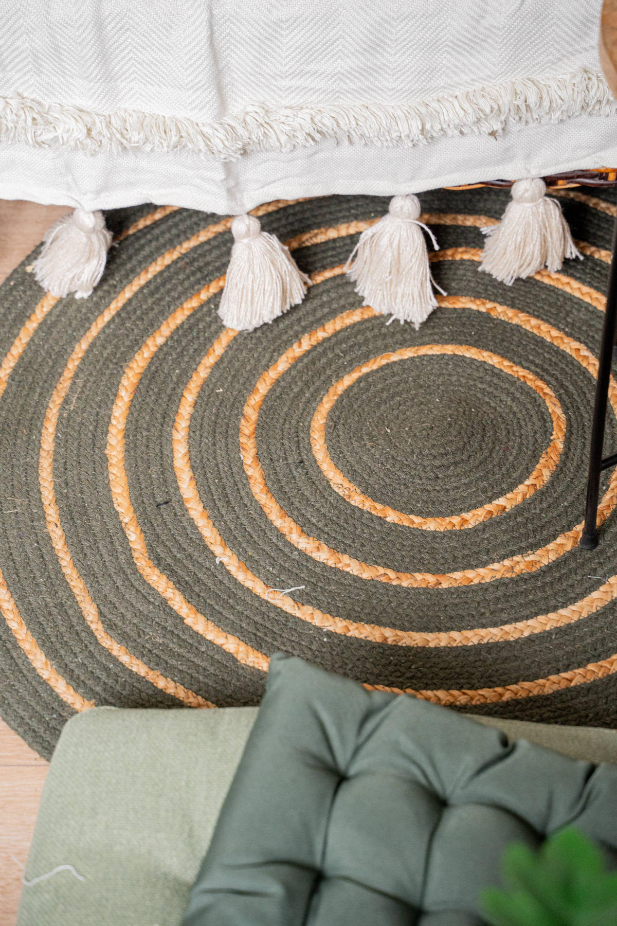 WEBTEPPICH Ø 90 cm - Dunkelgrün, Naturmaterialien (90/90cm) - Home Styling Collection