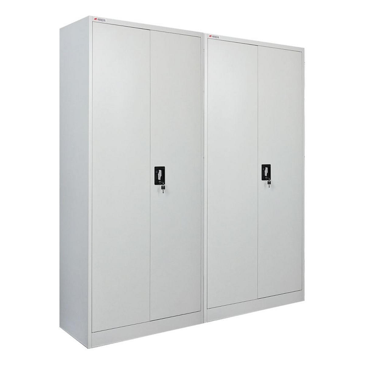 FLÜGELTÜRENSCHRANK Elephant 2er-Set 180x80x40cm 6 Fächern & Kleiderstange Lichtgrau - Hellgrau, Metall (160/180/40cm) - PROREGAL