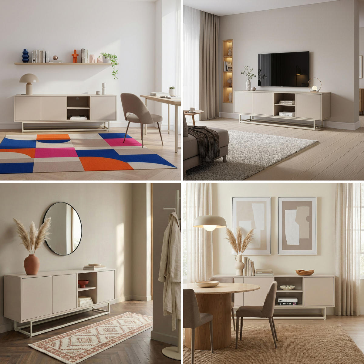 Beige, Holzwerkstoff/Metall (160/56.5/30cm) - [en.casa]