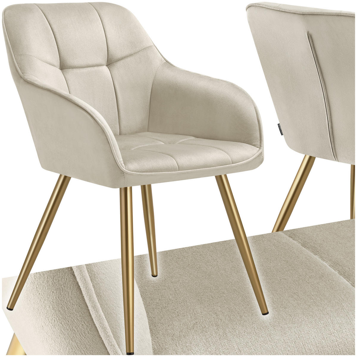 ESSZIMMERSTUHL 1er Set Marilyn 58 x 62 x 82 cm creme/gold - Goldfarben/Creme, Kunststoff (58/82/62cm) - tectake