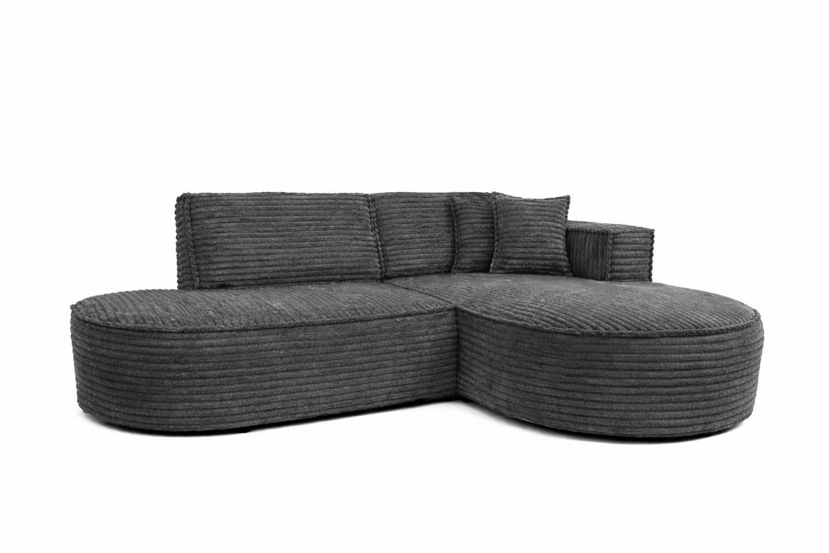 ECKSOFA L-Form, Cordstoff Velo, Dunkelgrau, Rechts, Modena Studio - Dunkelgrau, Holz (236/165cm) - Kaiser Möbel