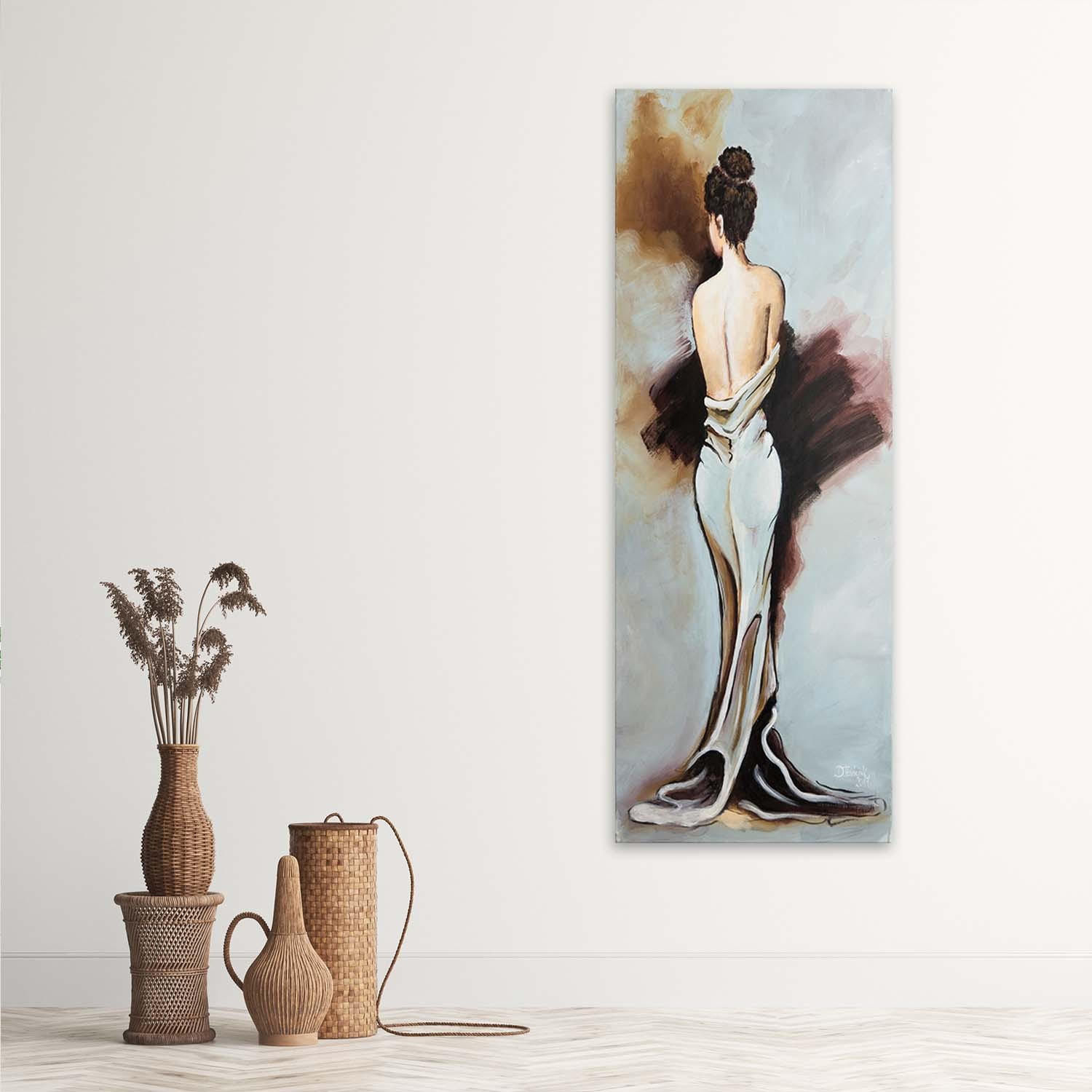 WANDBILD frau im kleid - Braun, Textil (30/90cm) - Feeby