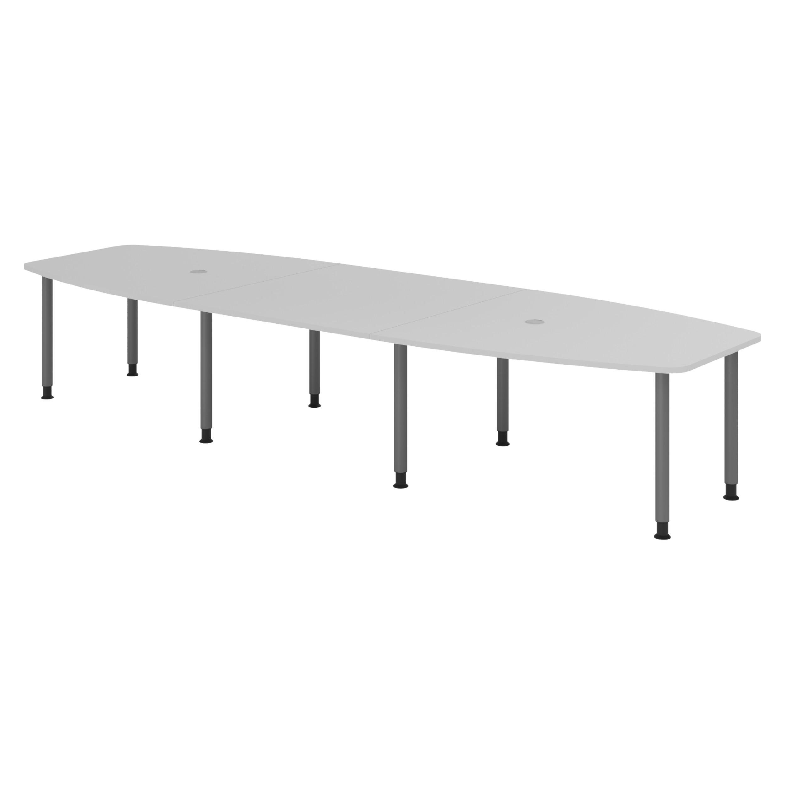 KONFERENZTISCH groß KT40 130/400/74 cm in Grau/Füße in Graphitfarben - Graphitfarben/Grau, Holzwerkstoff (130/400/74cm) - bümö