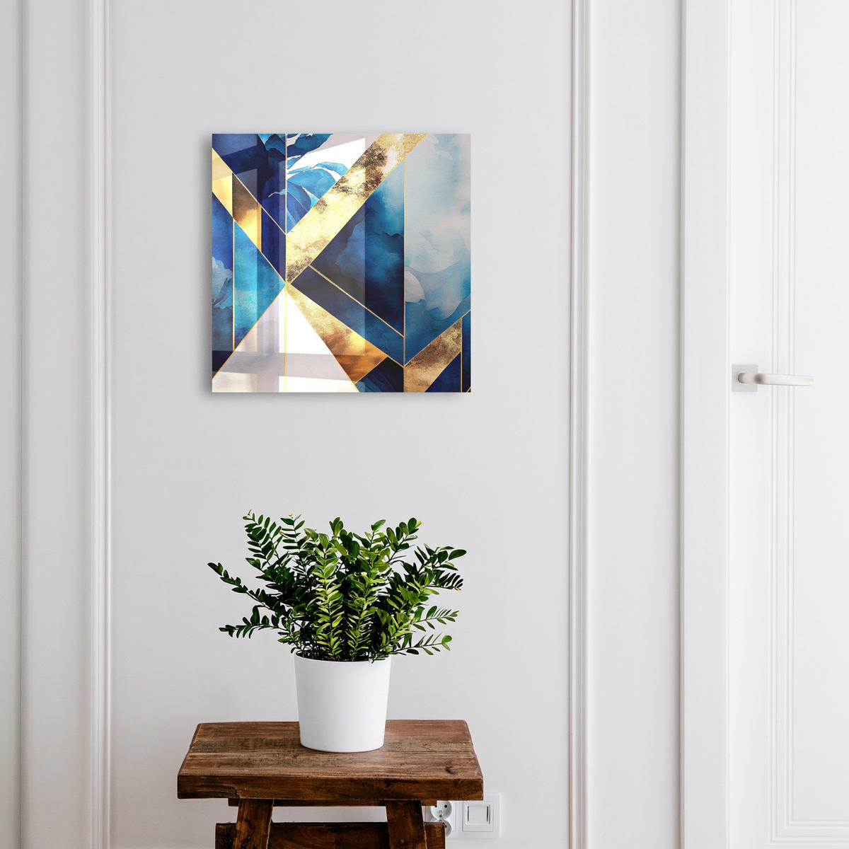 SCHLÜSSELBOX Weiß 30x30 cm – Türöffnung nach rechts - Blaue Eleganz - Blau, Metall (30/30/5cm) - TULUP