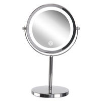 KOSMETIKSPIEGEL silber mit LED-Beleuchtung 20 cm Verdun - Silberfarben, Metall (20/31/14cm) - Beliani
