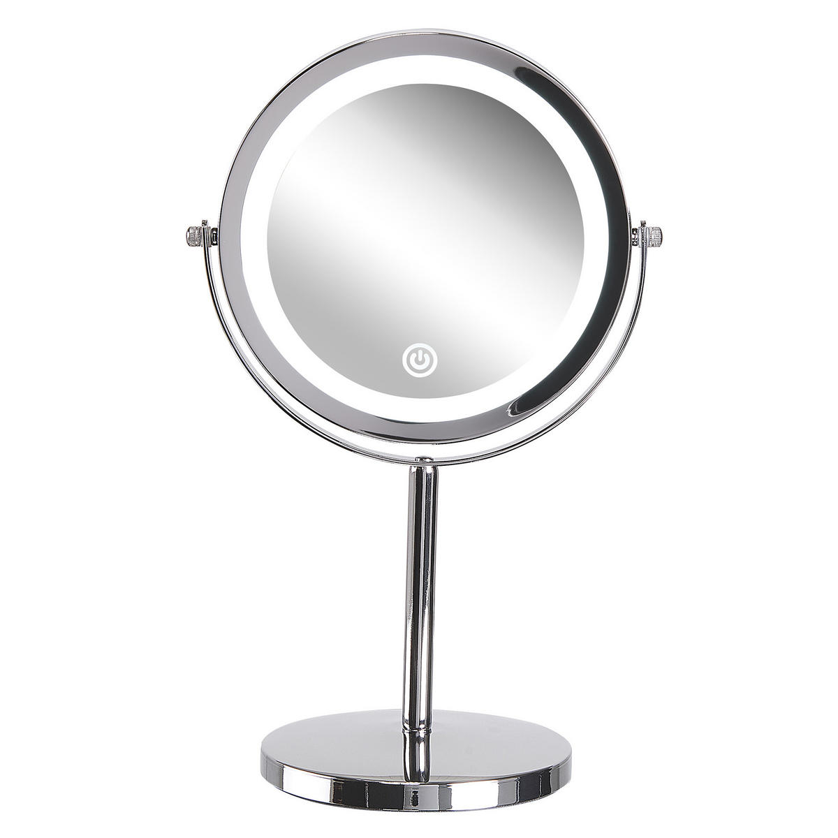 KOSMETIKSPIEGEL silber mit LED-Beleuchtung 20 cm Verdun - Silberfarben, Metall (20/31/14cm) - Beliani