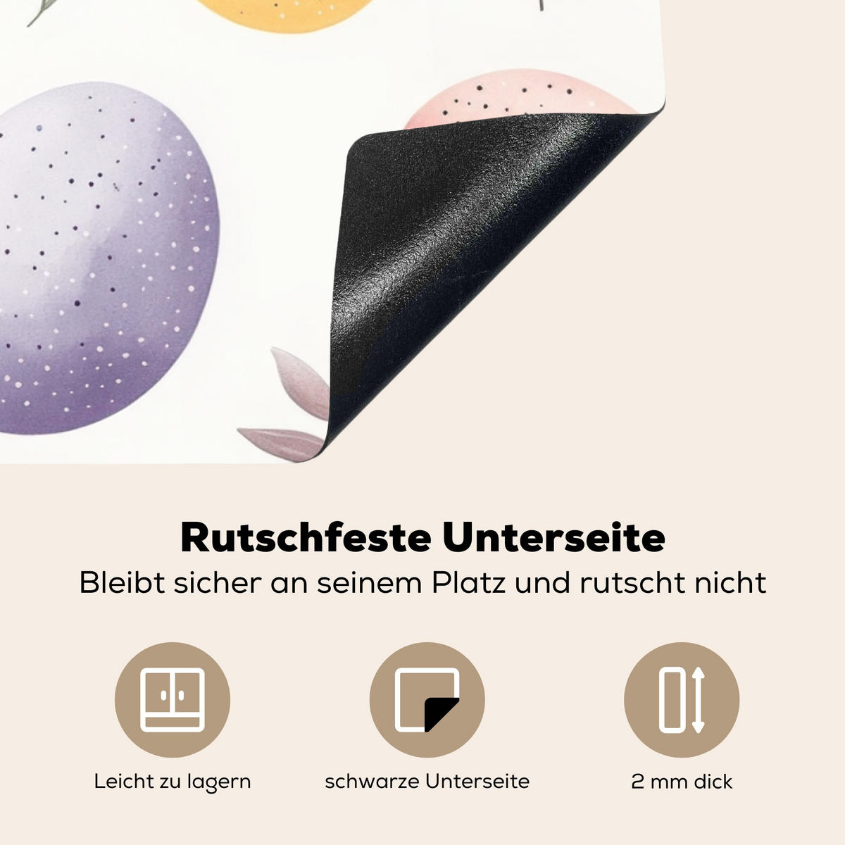 HERDABDECKPLATTE Eier - Bunt - Muster Induktionsschutz 91.2x52 cm - Weiß, Kunststoff (91.2/52/0.2cm) - MuchoWow