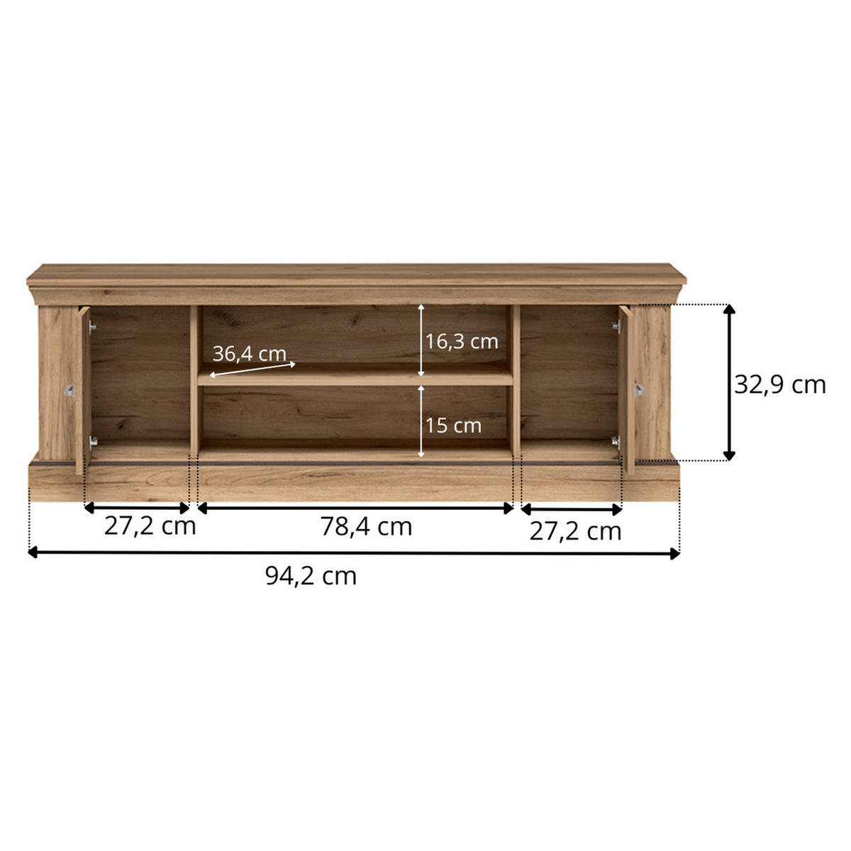 TV-LOWBOARD Antica New AN-15 162 x 50 x 42 cm Kraft Gold - Wildeiche, Holzwerkstoff (162/50/42cm) - Koseto