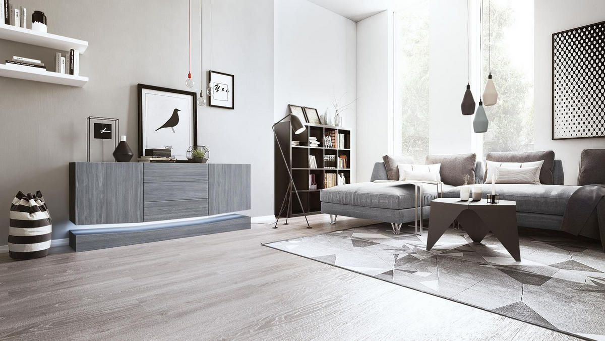 SIDEBOARD City Fronten in Avola-Anthrazit - Anthrazit, Holzwerkstoff (178/82/39cm) - Vladon