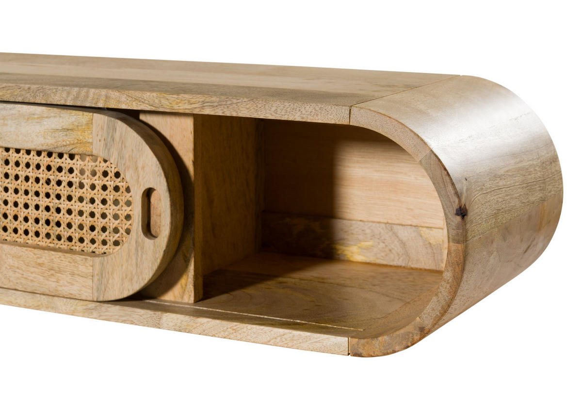 WANDREGAL Mango 120x25x20 natur lackiert VALENCIA #106 - Braun, Holz (120/20/25cm) - Massivmoebel24