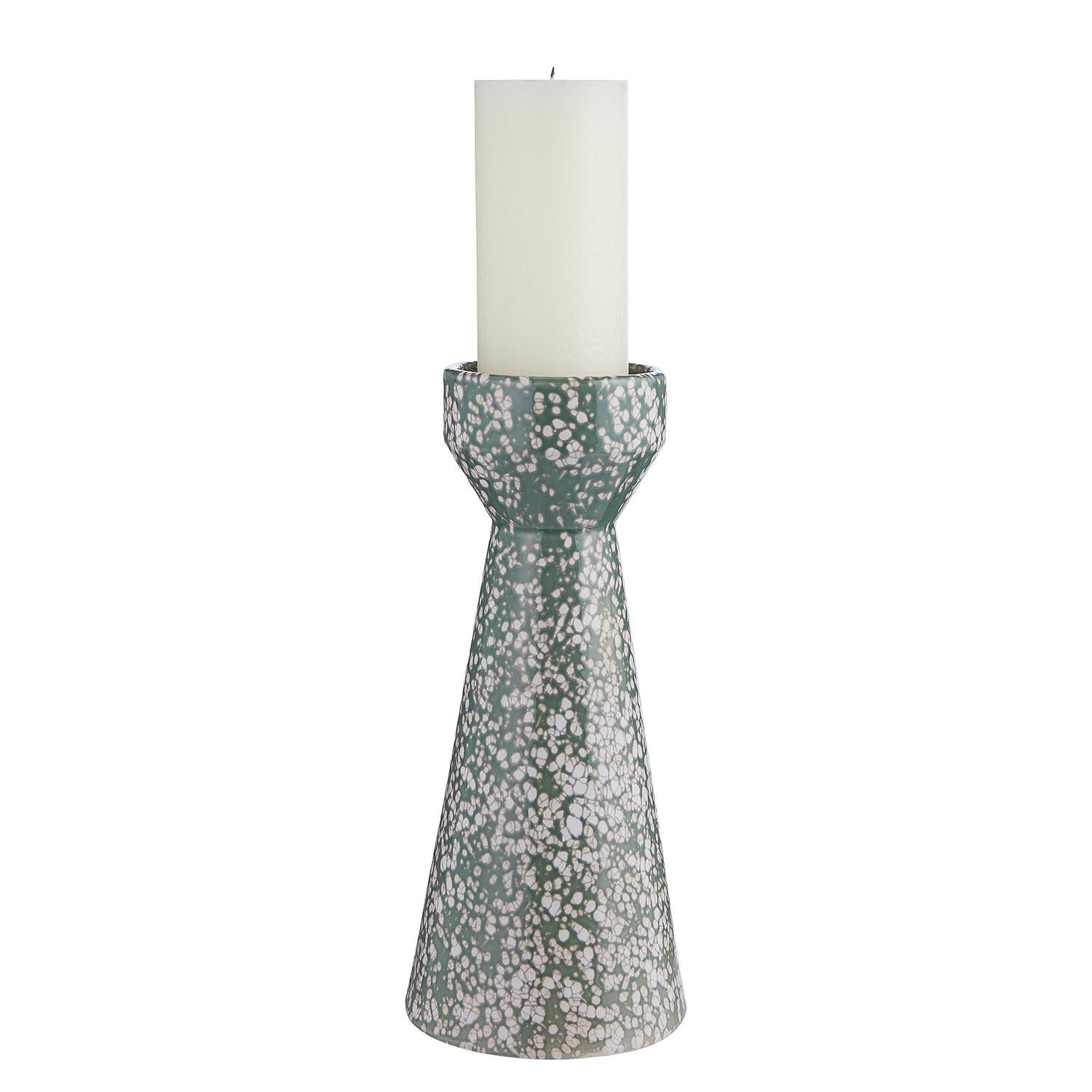 KERZENHALTER Speckle - Pastellgrün, Keramik (13/30/13cm) - Butlers