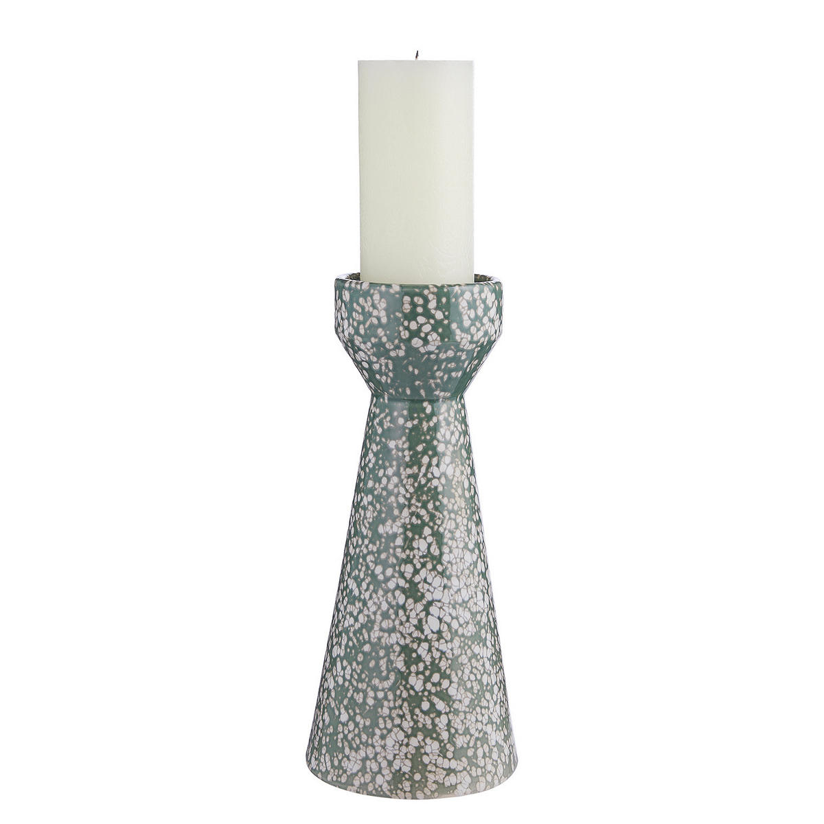 KERZENHALTER Speckle - Pastellgrün, Keramik (13/30/13cm) - Butlers