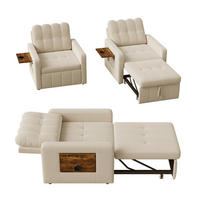 SCHLAFSESSEL mit klappbarem Ablagetisch und Seitentasche - Beige - Beige, Textil (85/86/108cm) - DELFA