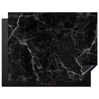HERABDECKPLATTE - Marmor - Schwarz - Weiß - Textur - Marmoroptik - 80x55 - Silberfarben, Kunststoff (80/55/0.2cm) - MuchoWow