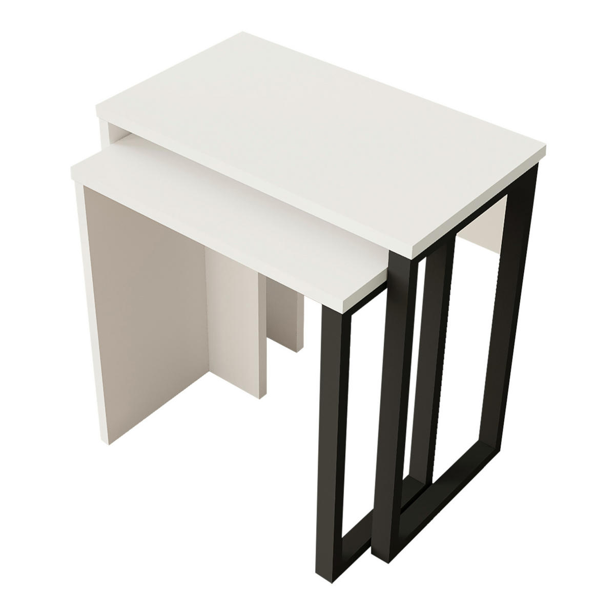 SATZTISCH-SET 2 TLG. Vesanto - Schwarz/Weiß, Holzwerkstoff/Metall (51/29.5/53cm) - [en.casa]