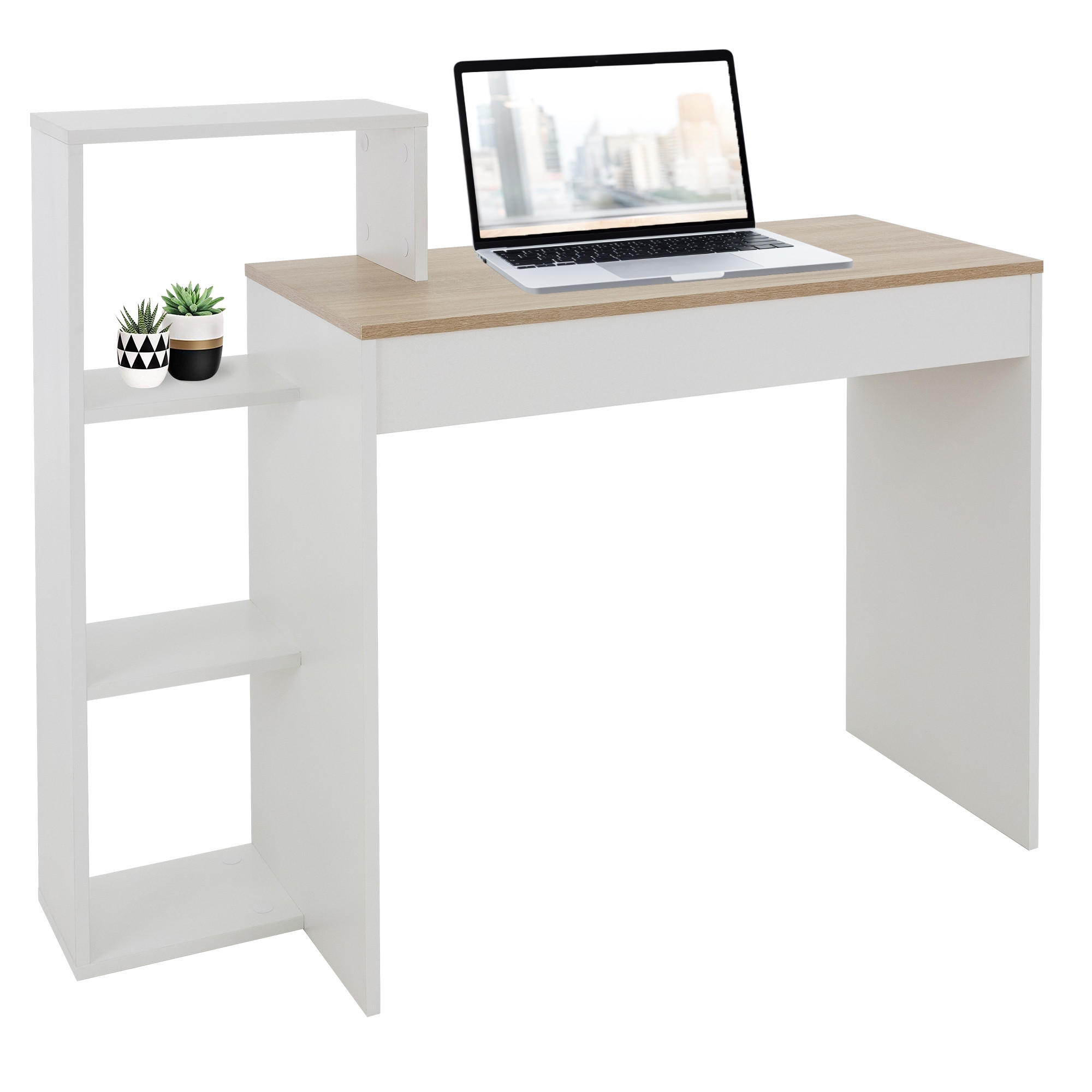 ML-DESIGN PSACÍ STŮL s policí 110 x 72 x 40 cm bílý/dub Sonoma