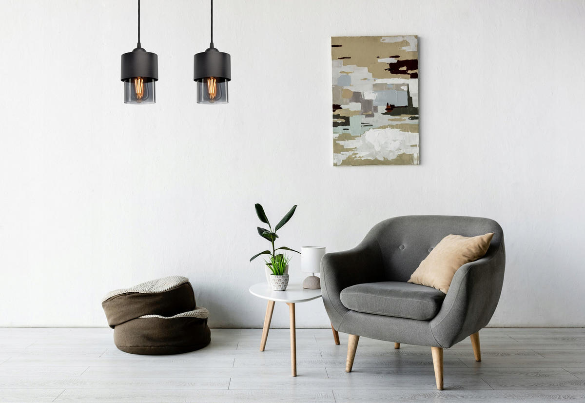 PENDELLEUCHTE Hege - Transparent/Anthrazit, Glas/Metall (12/12/70cm) - kiki design