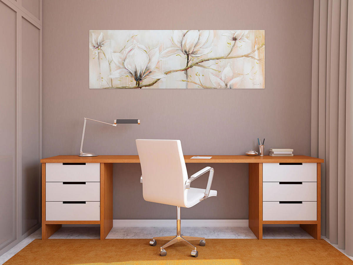 ÖLGEMÄLDE 150/50 cm - Beige/Weiß, Holz/Textil (2/50cm) - KUNSTLOFT