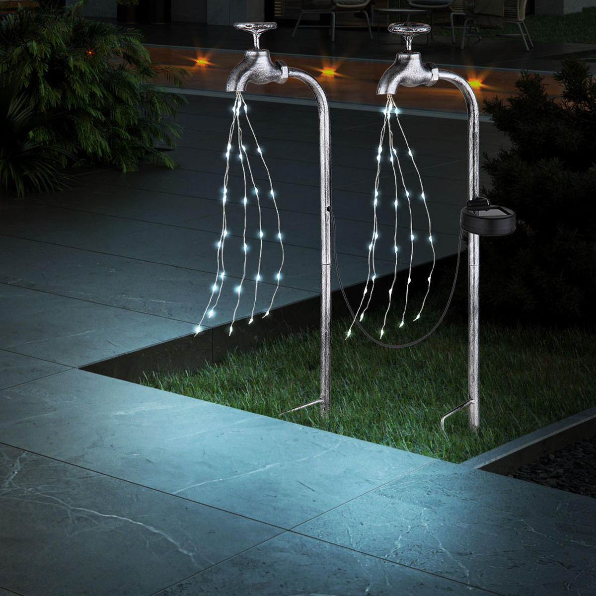 LED AUSSENLEUCHTE Solarleuchte Silber - Silberfarben, Metall (13/4.5/53cm) - Globo Lighting