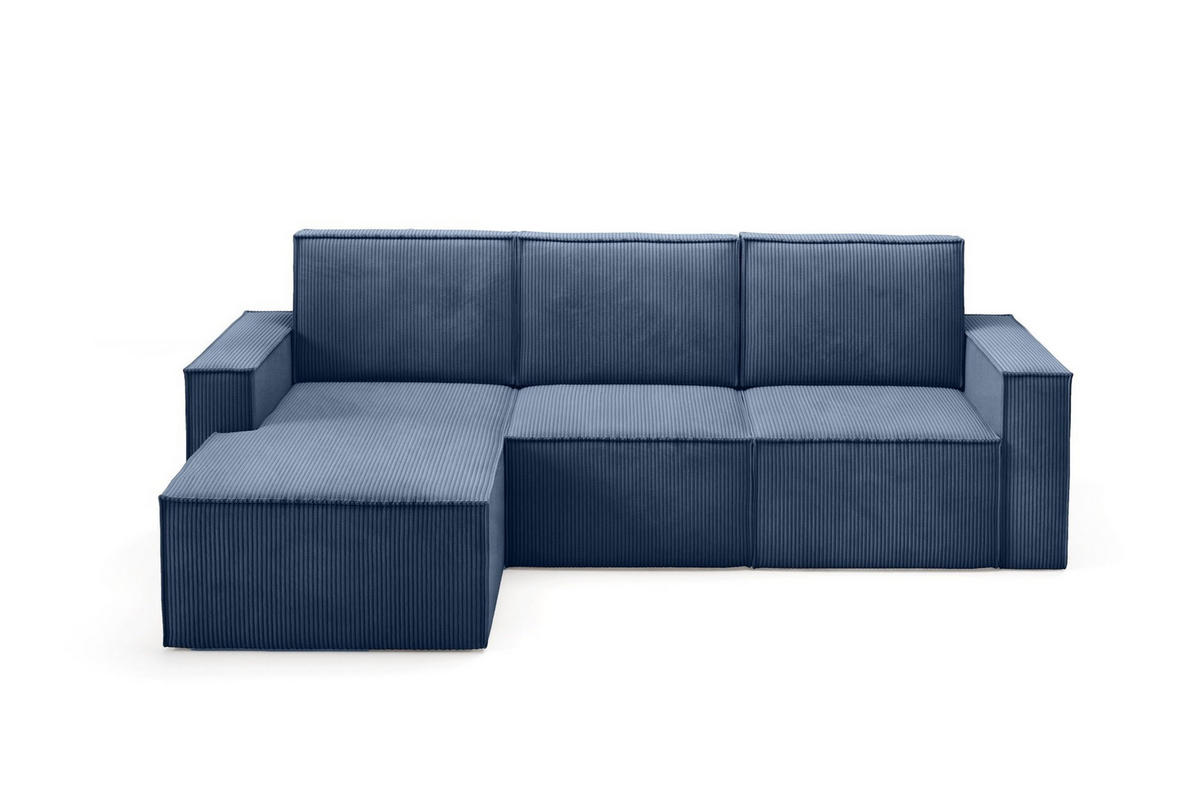 ECKSOFA Orto Dunkelblau, Dreisitzer Kordecksofa rechte seite - Dunkelblau, Holzwerkstoff/Textil (180/142cm) - Bettso