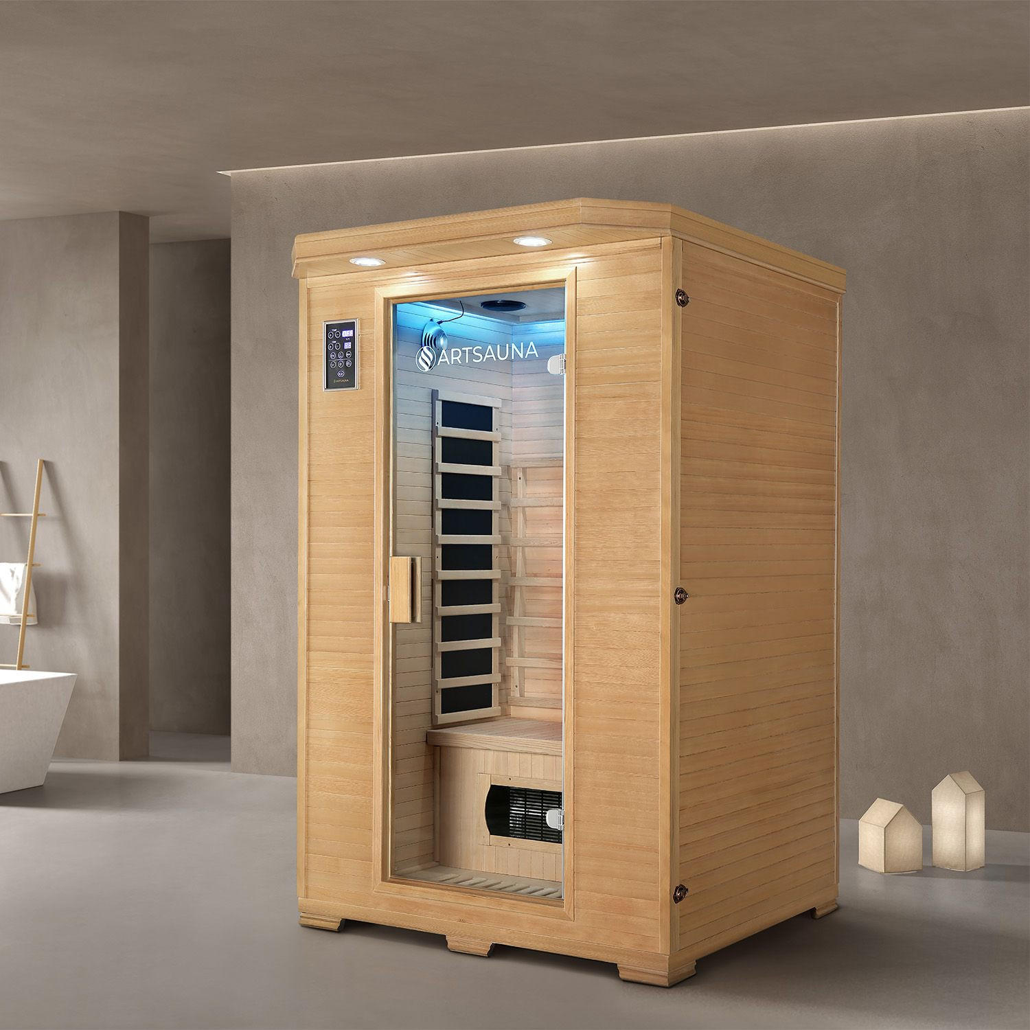 INFRAROTKABINE Oslo mit Triplex-Heizsystem & Hemlockholz - Naturfarben, Holz (120/190/100cm) - Artsauna