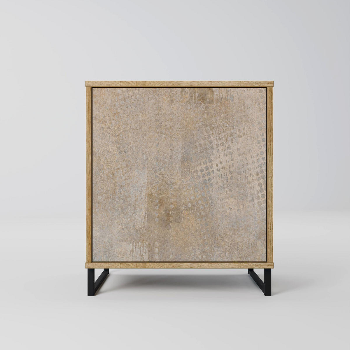 SIDEBOARD SCREEN ERROR, Eichefarben, 57,5x42x67,5 cm, Schwarze Metall-Rahmenfüße - Eichefarben/Multicolor, Holzwerkstoff/Metall (57.5/67.5/42cm) - SpaceRebels
