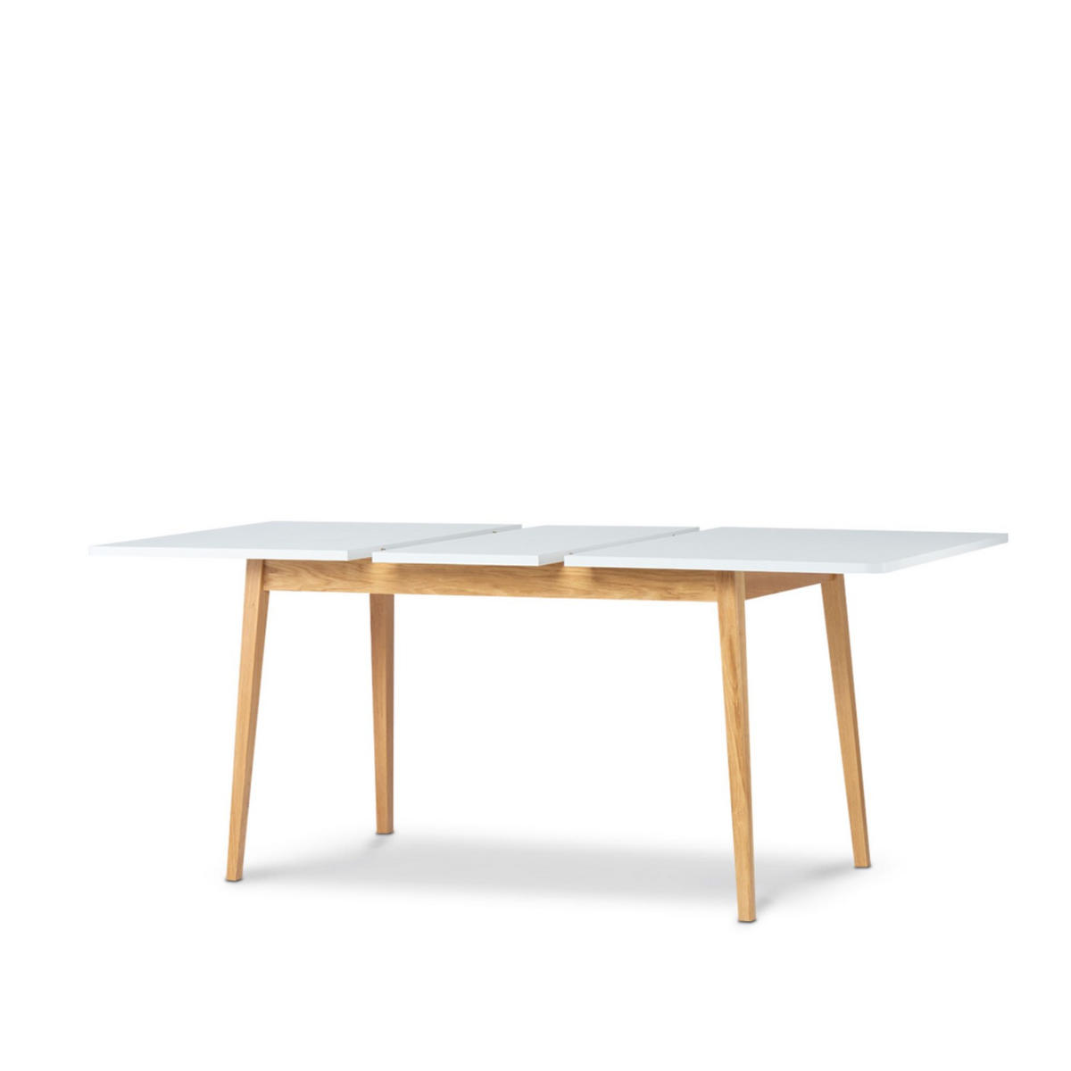 AUSZIEHBARER-ESSTISCH FRISK Skandinavischer Stil, weiß - Eichefarben/Weiß, Eichenholz/Holzwerkstoff (80/140/75cm) - KONSIMO®