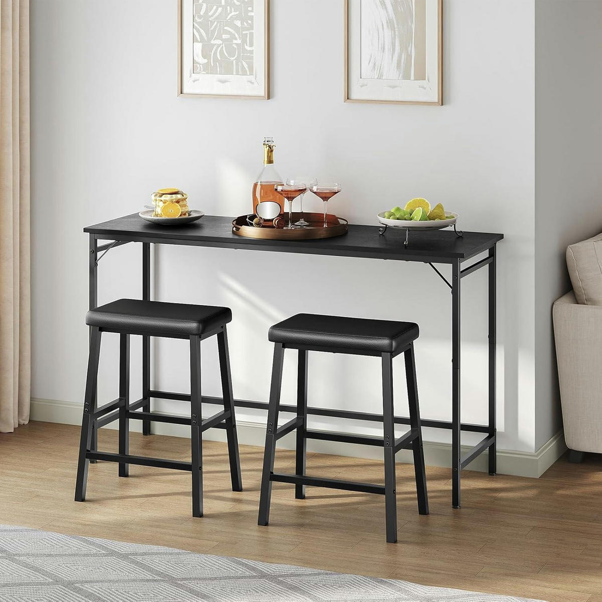BARHOCKER 2er Set Schwarz 61 cm - Schwarz, Kunststoff (24/61/41cm)