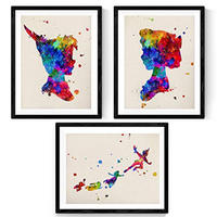 POSTER Set Mit 3 Kinderbuch Aquarell A4 Rahmenlos - Klar, Papier (29.7/5/21cm) - Nacnic