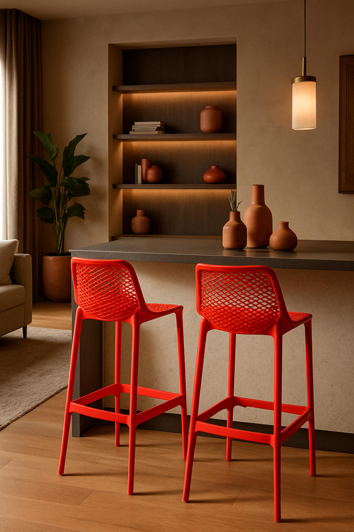 BARHOCKER 2er Set Aero rot - Rot, Kunststoff (45/105/53cm) - TPFLiving