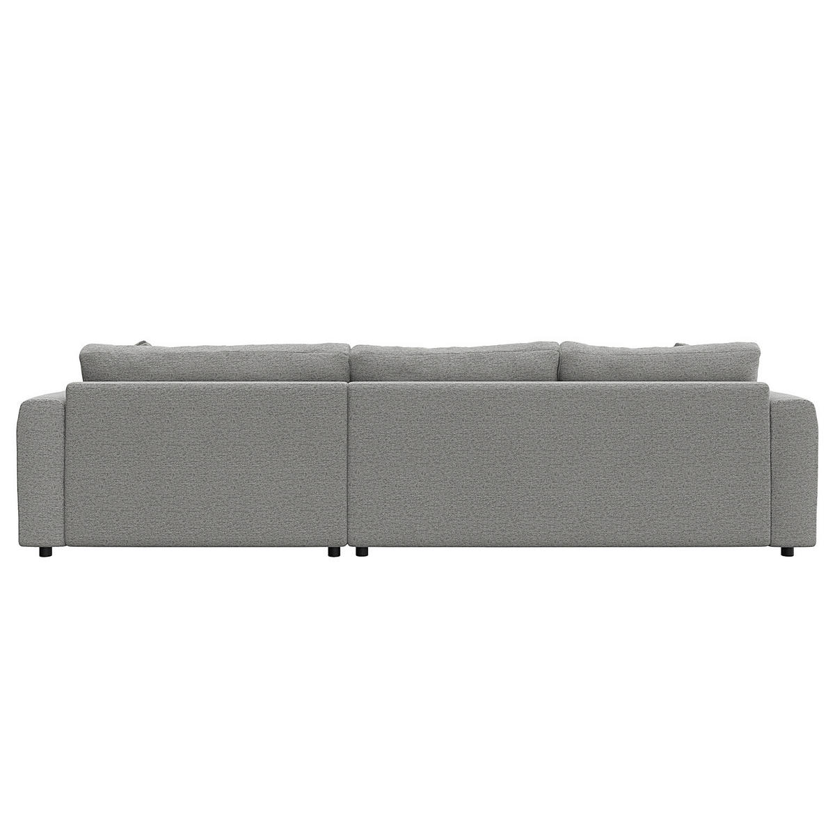ECKSOFA mit Longchair - Hellgrau/Schwarz, Kunststoff/Textil (286/183cm) - home24