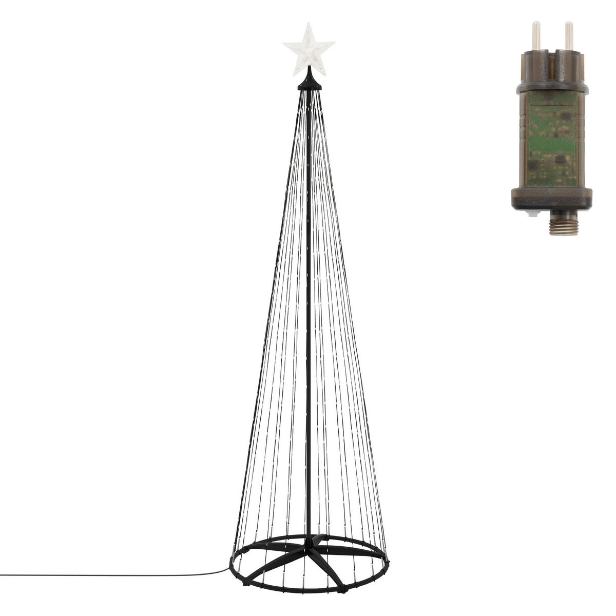LED WEIHNACHTSBAUM Außen 210 cm 370 LED Metall - Schwarz, Metall (210cm) - ECD-Germany