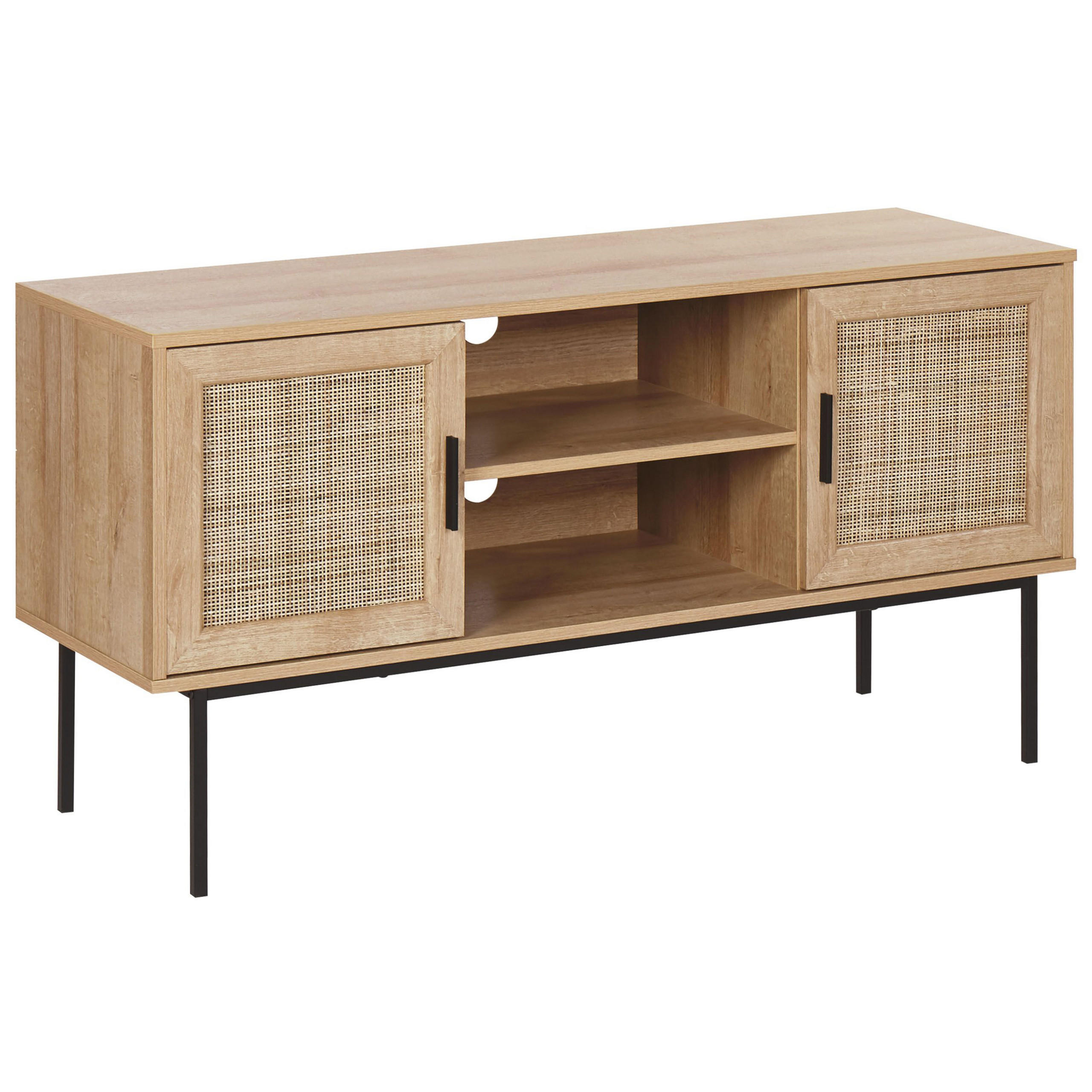 TV-MÖBEL Hellbraun, Schwarz PASCO 39/120/63 cm - Hellbraun, Holzwerkstoff (120/63/39cm) - Beliani