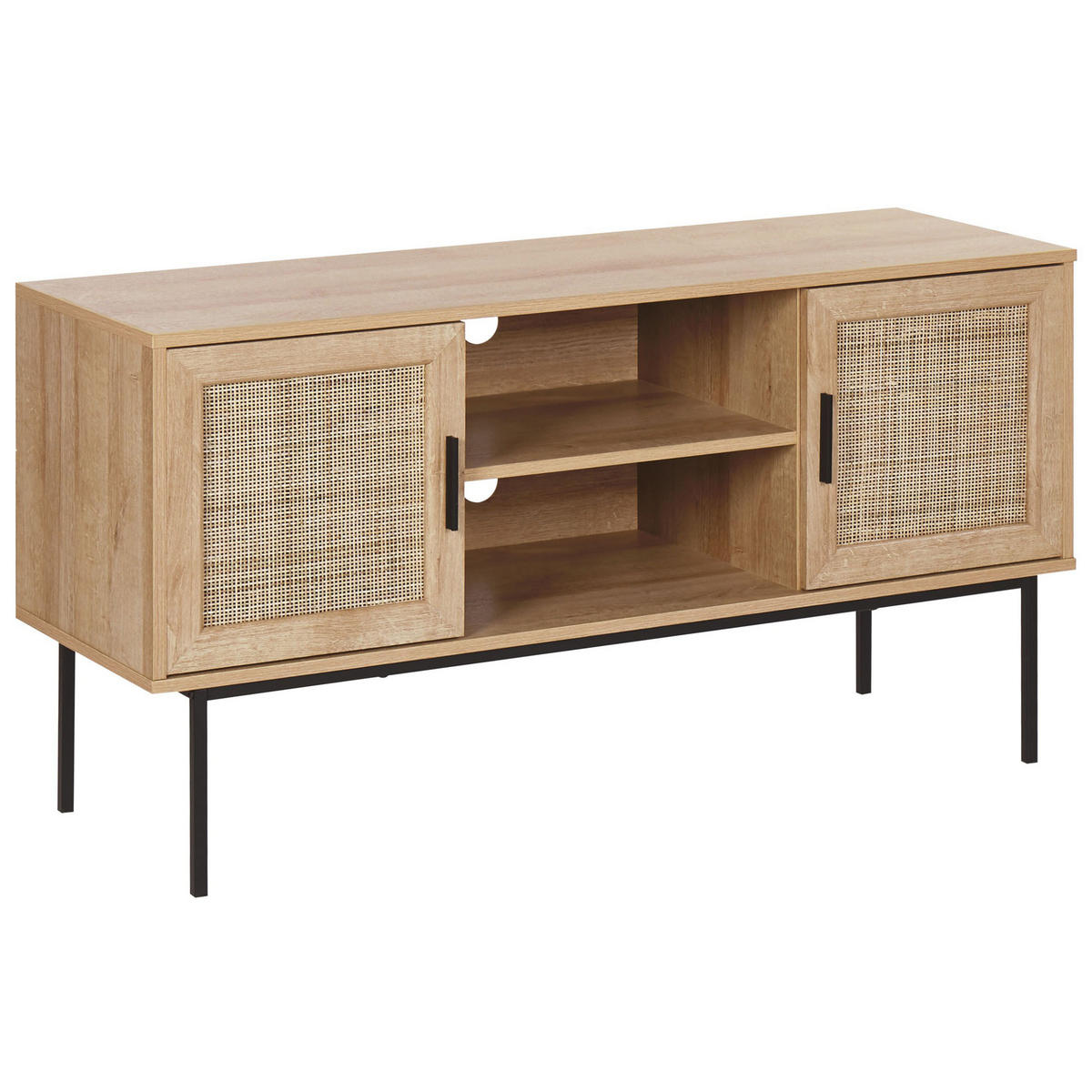 TV-MÖBEL Hellbraun, Schwarz PASCO 39/120/63 cm - Hellbraun, Holzwerkstoff (120/63/39cm) - Beliani