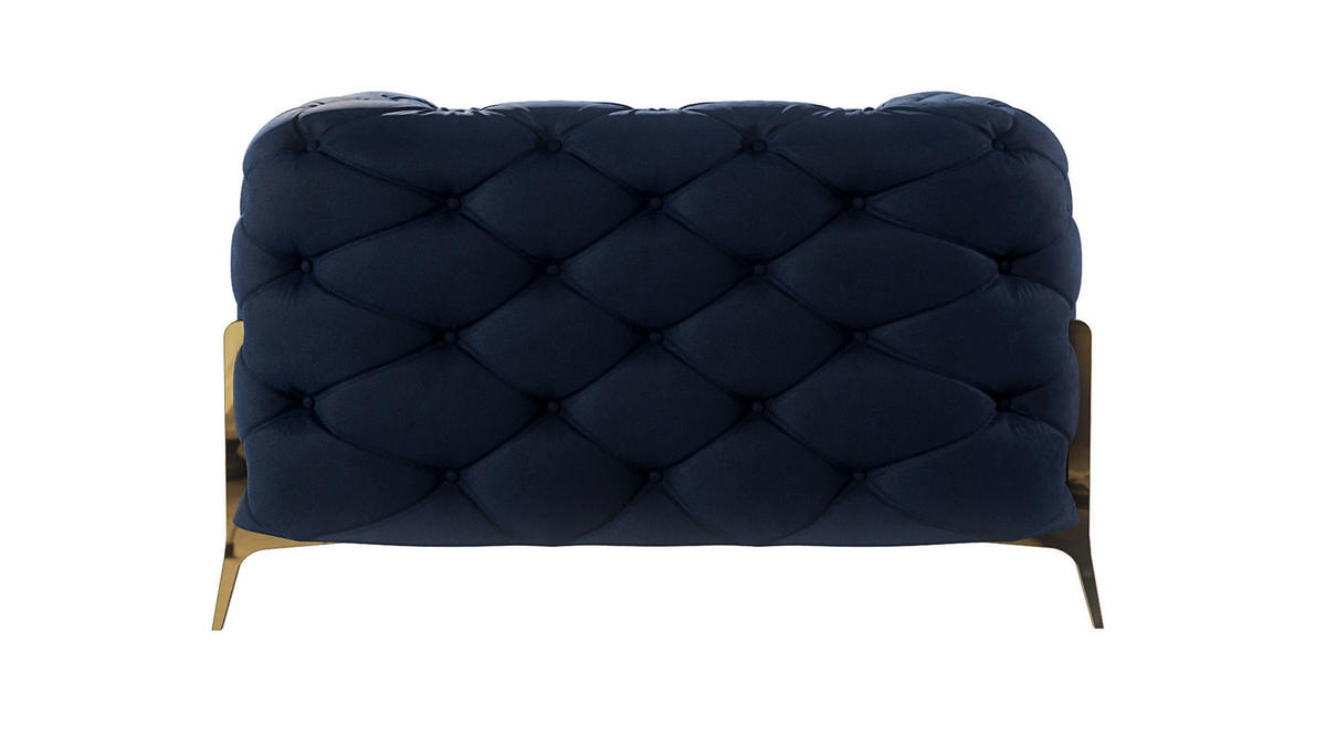 CHESTERFIELD-SESSEL Lexi Marineblau Samt - Goldfarben/Dunkelblau, Holz/Textil (125/75/100cm) - S-Style Möbel