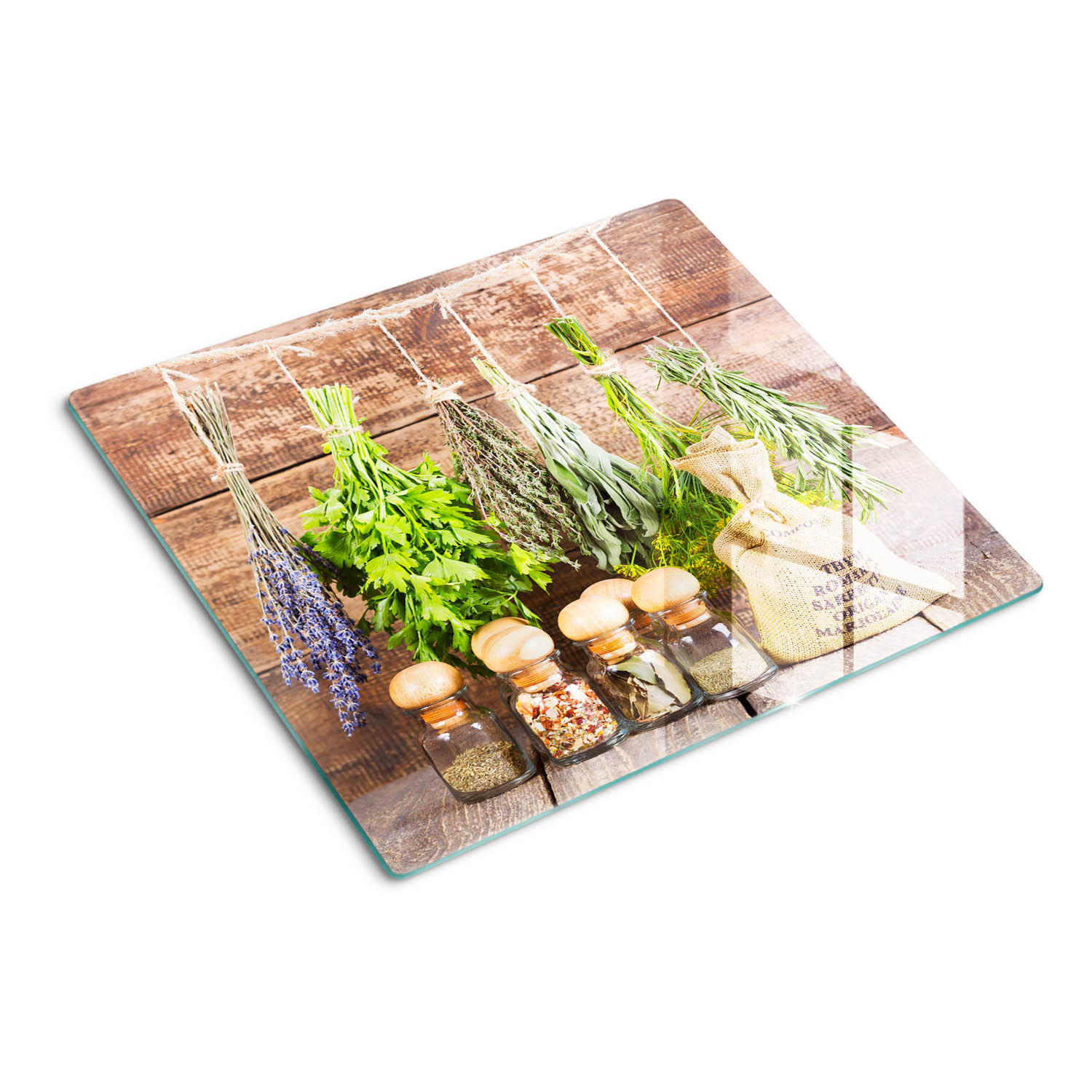 GLASPLATTE 60x52 cm Kräuterschnur - Grün, Glas (60/0.4/52cm) - TULUP