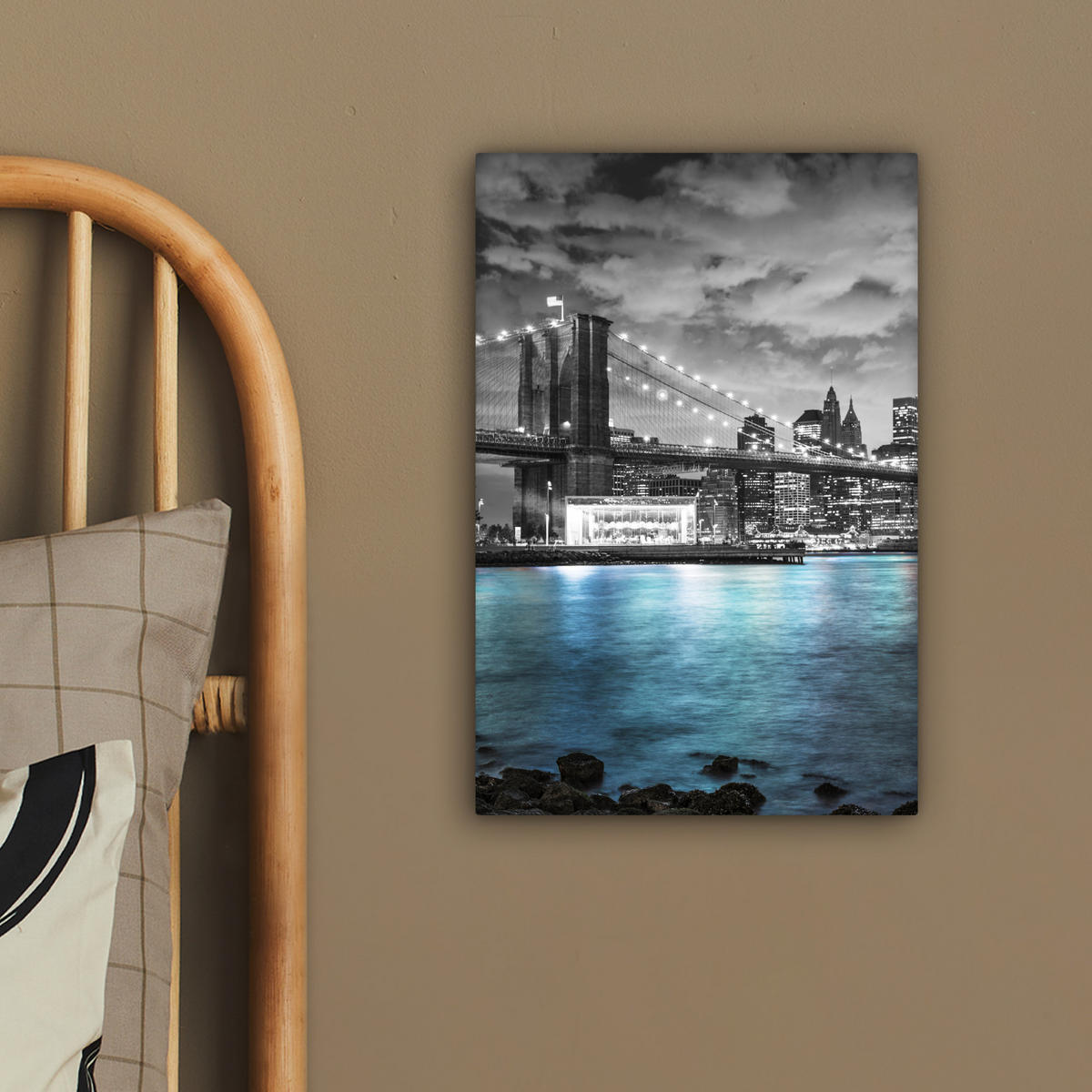 LEINWANDBILD New York - Skyline - Stadt - Blau 20x30 cm - Blaugrau, Textil (20/30cm) - MuchoWow