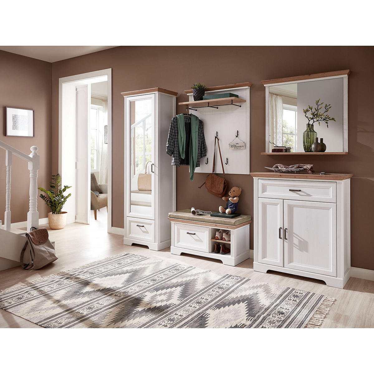 GARDEROBENBANK - Pinienfarben, Holzwerkstoff/Metall (93/49/41cm) - home24