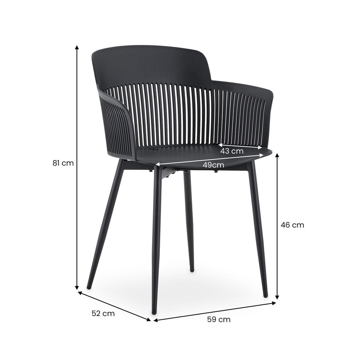 GARTENSTÜHLE MANTEY 4er-Set schwarz - Schwarz, Metall (59/81/52cm) - IDIMEX