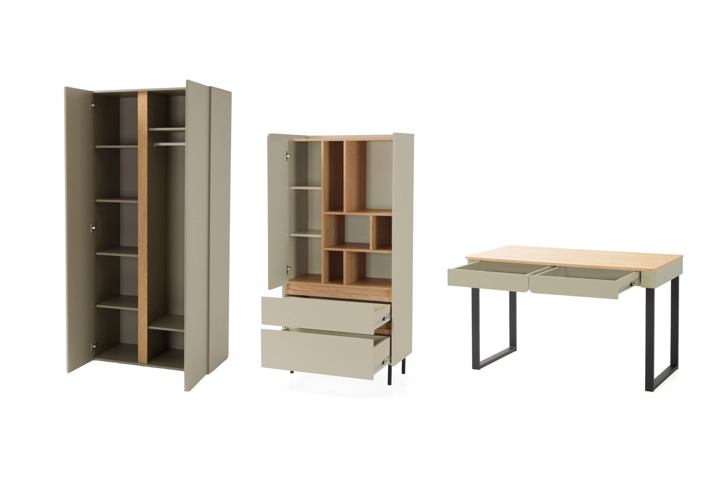 JUGENDZIMMER-SET LIBU B 3-teilig in Eukalyptus / Baltic Düne Eiche - Alteiche/Eukalyptusholzfarben, Holzwerkstoff (295/195/63cm) - Deine Möbel 24