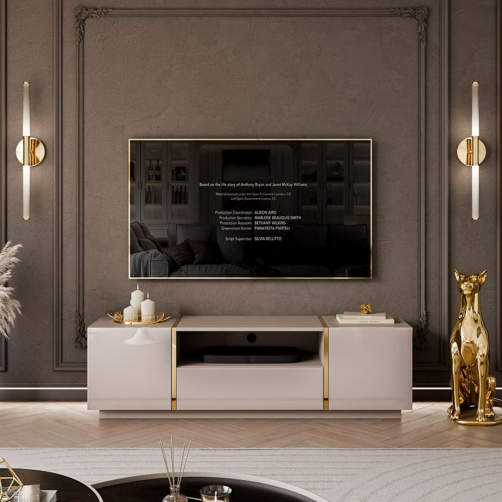 Thumbnail - Lookway TV, Kaschmir, Holzwerkstoff, 158x46x41.3 cm, Wohnzimmer, Wohnwände, Lowboards, Lowboards stehend