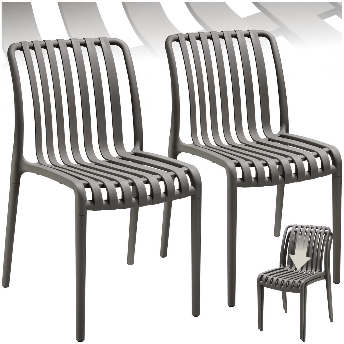 GARTENSTÜHLE Alcudia,47 x 58 x 80,5 cm, Belastbarkeit 110 kg,anthrazit - Anthrazit, Textil (47/80.5/58cm) - tectake