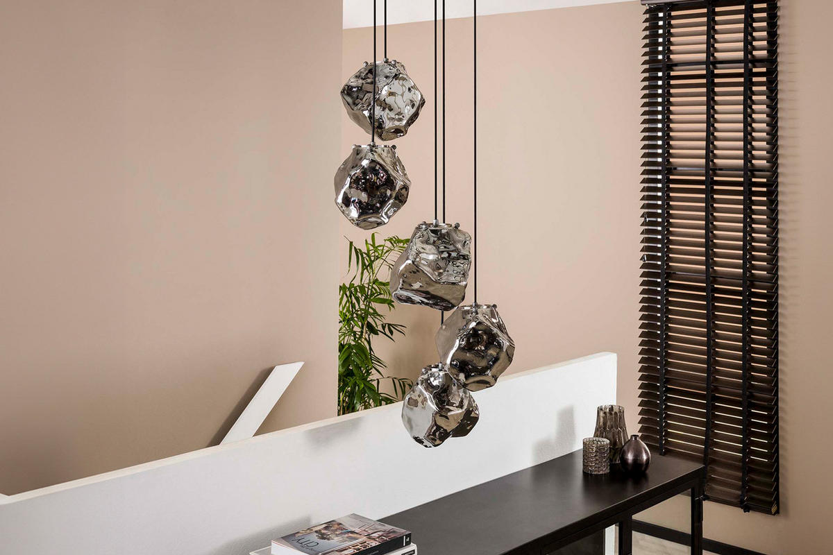HÄNGELAMPE EDESSA Silber Glas - Silberfarben, Glas (50/50/150cm) - KAWOLA