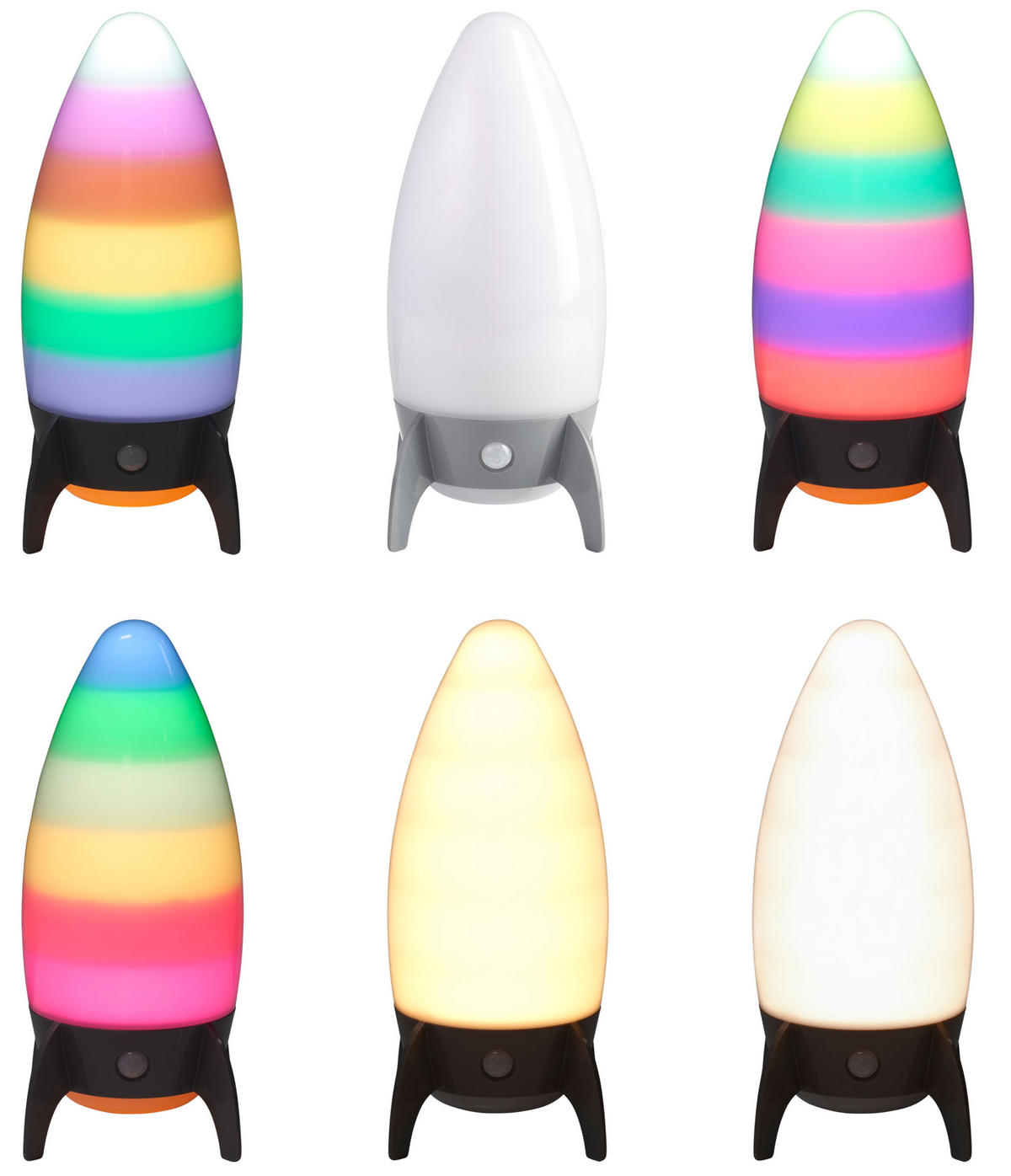 LED-NACHTLICHT - batteriebetrieben mit Bewegungsmelder und Farbwechsel im Raketen Design für Kinderzimmer - Weiß, Kunststoff (9/9/21cm) - Northpoint