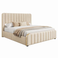 POLSTERBETT mit Matratze und 4 Schubladen 180x200 cm Leinen Beige - Beige, Metall (180/200cm) - Meubliv