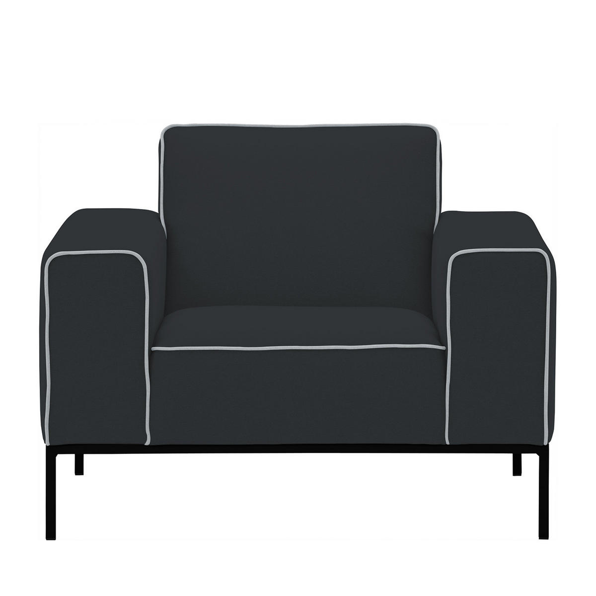 SESSEL - Webstoff - Anthrazit/Schwarz, Textil (102/77/93cm) - home24