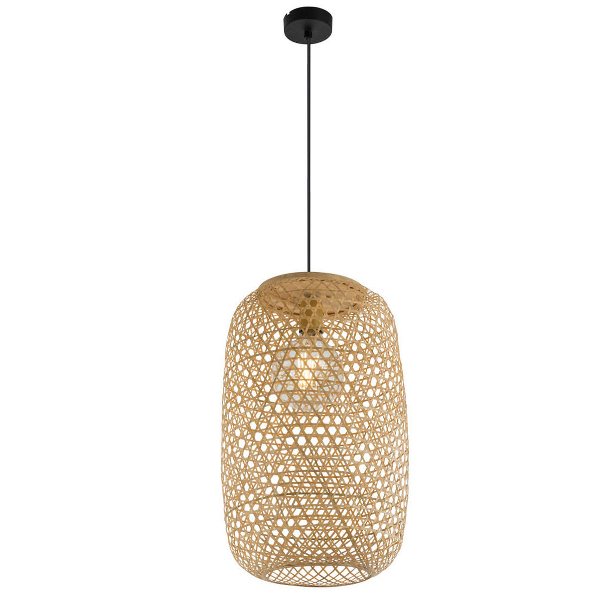 HÄNGELEUCHTE Bambus Geflecht Braun - Braun, Holz (31/31/135cm) - Globo Lighting
