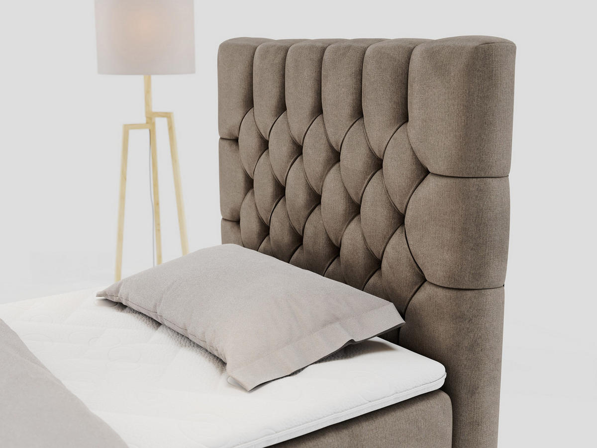 BOXBETT PERA 90/200 Braun Velvet - H3 - Rechts Seite - Braun, Holz/Textil (90/200cm) - MKS
